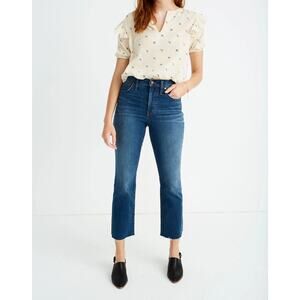 Madewell Cali Demi-Boot Crop Raw Hem High-Rise Denim Jeans Preston Wash Blue 25